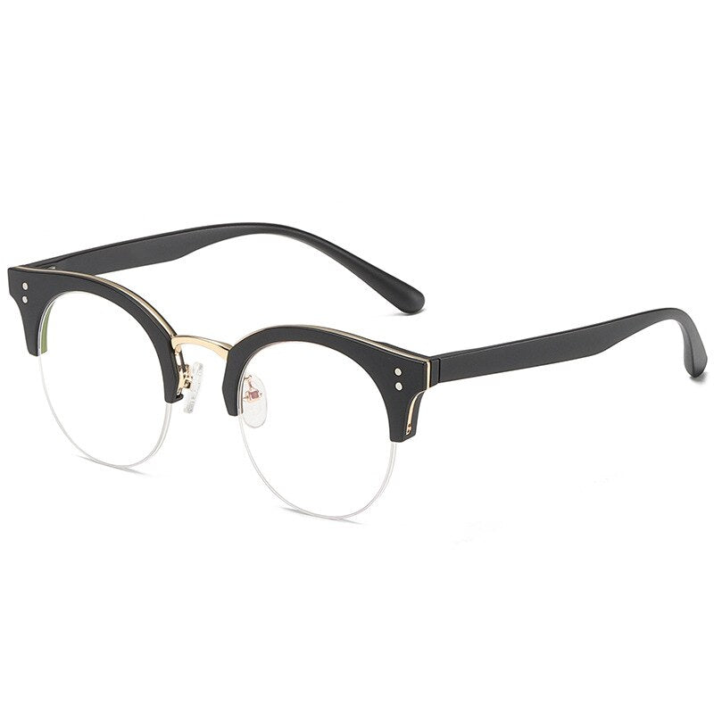 6701  Plastic Frame Glasses For Unisex Simple Half Rim Retro Round Spectacles Selling