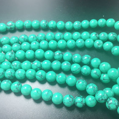 6 pezzi all'ingrosso e al dettaglio perline in pietra naturale per creazione di gioielli 8-10mm rotondo verde turchese borda la collana del braccialetto regalo fai da te 