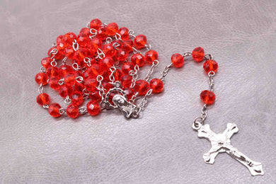 6X8MM Crystal Rosary Necklace, Girl Rose Necklace, Catholic Holy Land Cross Prayer Long Chain, Christ Cross Pendant