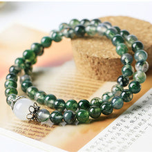 Load image into Gallery viewer, 6mm Natural Agate Bracelet Women Moss Agate Beads Bracelet Ladies Natural Stone Bracelet Femme