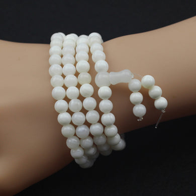 Collana con braccialetto di preghiera Buddha Mala naturale Tridacna da 6 mm, i sette tesori del buddismo all'ingrosso! 