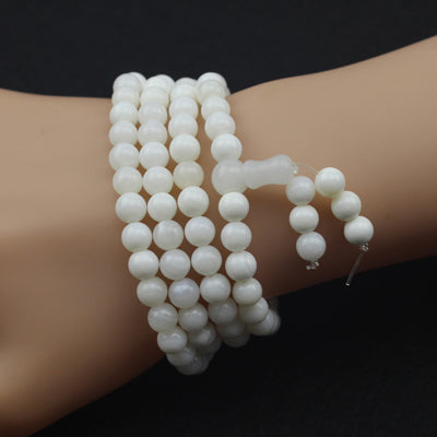 Collana con braccialetto di preghiera Buddha Mala naturale Tridacna da 6 mm, i sette tesori del buddismo all'ingrosso! 