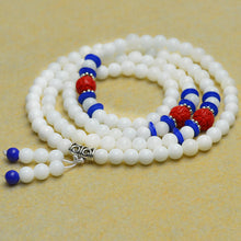 Load image into Gallery viewer, 6mm Natural White Tridacna gemstone beads Tibetan Buddhist 108pcs Prayer Beads Gourd mala Prayer Bracelet for Meditation