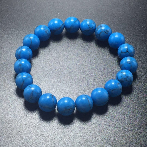 6pcs Wholesale retail 10mm Bead Bracelet Original Real Pearl Blue stone Bracelet for Unisex Energy Jewelry for Lover Power Male