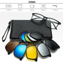Load image into Gallery viewer, 6pcs/set Vintage Round Polarized Clip On Sunglasses Men Women Magnetic Clips Eyewear Eyeglass Optical Frame Night Vision Glasses