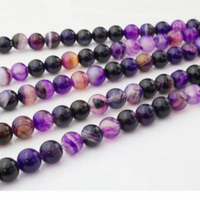 6pcs wholesale and retail Natural stone beads Making DIY Necklace Bracelet 8-12mm Banded Agat Natural Stone Round Beads Jewelry
