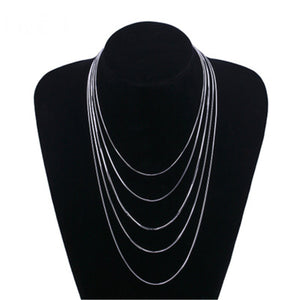 6sizes available Real 925 Sterling Silver Slim Round Snake Chain Necklaces Women Men Jewelry /40cm/45cm/50cm/55cm/60cm/65cm H5-1