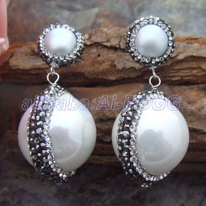 7 20mm Sea Shell Pearl Earrings