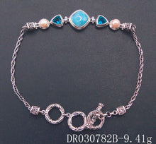 Carica l'immagine nel visualizzatore di Gallery, 7.25 Bracciale di perle naturali e larimar Accessori di gioielleria raffinata Braccialetti di moda donna in argento sterling 925 