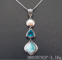 Carica l'immagine nel visualizzatore di Gallery, 7.25 Bracciale di perle naturali e larimar Accessori di gioielleria raffinata Braccialetti di moda donna in argento sterling 925 