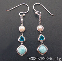 Carica l'immagine nel visualizzatore di Gallery, 7.25 Bracciale di perle naturali e larimar Accessori di gioielleria raffinata Braccialetti di moda donna in argento sterling 925 
