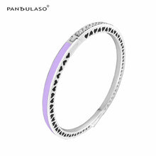 Load image into Gallery viewer, 7 Colors Radiant Hearts Silver Bracelets Bangles for Women Colorful Enamel Clear CZ Crystal Bangles Fashion Silver 925 Jewelry