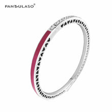 Load image into Gallery viewer, 7 Colors Radiant Hearts Silver Bracelets Bangles for Women Colorful Enamel Clear CZ Crystal Bangles Fashion Silver 925 Jewelry