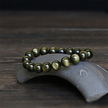 Load image into Gallery viewer, 8-12MM Natural Stone Golden Obsidian Bracelet Round Aventurine Beads Bangle Men Women Crystal Quartz Jewelry Love Energy Gift