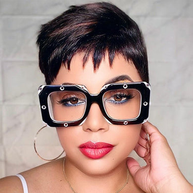 80502 Oversized Acetate Square Glasses Frame Diamond Women Optical Computer EyeGlasses