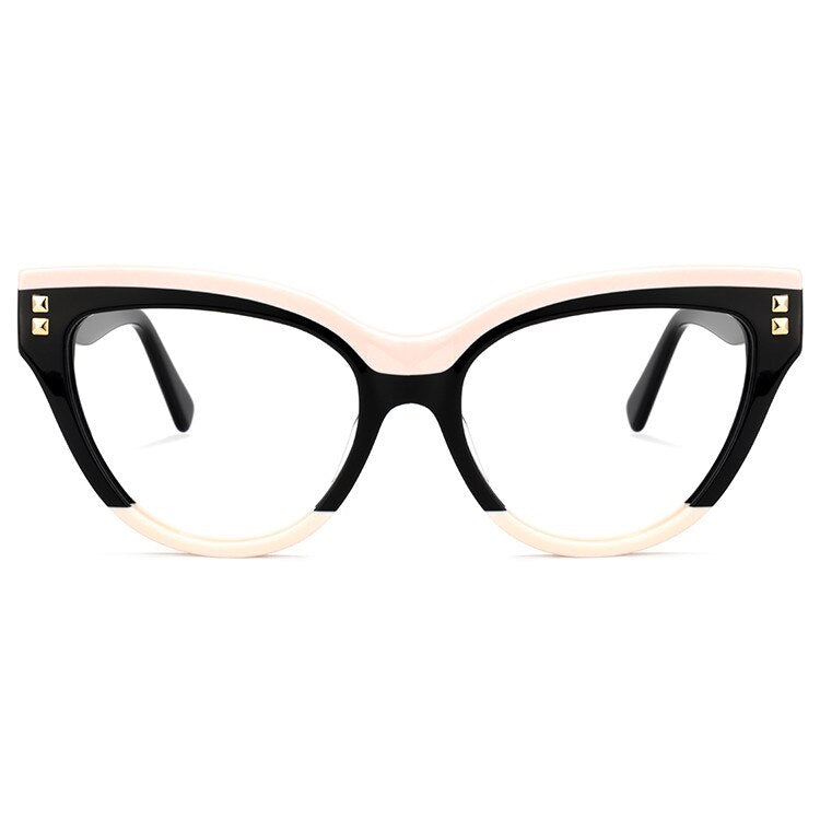 80527 Handmade Cat-eye Acetate Glasses Frame Oversized Women Optical Prescription Computer Eyeglasses