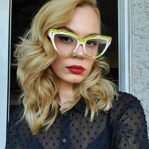 80527 Handmade Cat-eye Acetate Glasses Frame Oversized Women Optical Prescription Computer Eyeglasses