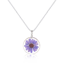 Load image into Gallery viewer, Handmade Boho Transparent Resin Dried Flower Daisy Necklace Ball Chain Silver Color White Round 45cm long, 1 Piece