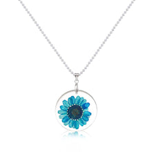 Load image into Gallery viewer, Handmade Boho Transparent Resin Dried Flower Daisy Necklace Ball Chain Silver Color White Round 45cm long, 1 Piece