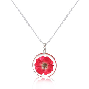 Handmade Boho Transparent Resin Dried Flower Daisy Necklace Ball Chain Silver Color White Round 45cm long, 1 Piece