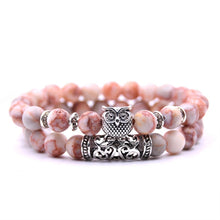 Load image into Gallery viewer, 8mm 16 Colors 2Pcs/set Owl Lava Stone Bracelet Set Tiger Eyes Stone Bracelet Homme Couple Charms Friends Bracelets &amp; Bangles