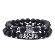 Load image into Gallery viewer, 8mm 16 Colors 2Pcs/set Owl Lava Stone Bracelet Set Tiger Eyes Stone Bracelet Homme Couple Charms Friends Bracelets &amp; Bangles