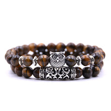Load image into Gallery viewer, 8mm 16 Colors 2Pcs/set Owl Lava Stone Bracelet Set Tiger Eyes Stone Bracelet Homme Couple Charms Friends Bracelets &amp; Bangles