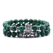 Load image into Gallery viewer, 8mm 16 Colors 2Pcs/set Owl Lava Stone Bracelet Set Tiger Eyes Stone Bracelet Homme Couple Charms Friends Bracelets &amp; Bangles