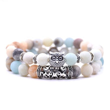 Load image into Gallery viewer, 8mm 16 Colors 2Pcs/set Owl Lava Stone Bracelet Set Tiger Eyes Stone Bracelet Homme Couple Charms Friends Bracelets &amp; Bangles