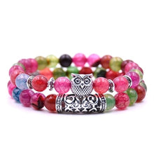 Load image into Gallery viewer, 8mm 16 Colors 2Pcs/set Owl Lava Stone Bracelet Set Tiger Eyes Stone Bracelet Homme Couple Charms Friends Bracelets &amp; Bangles