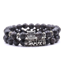 Load image into Gallery viewer, 8mm 16 Colors 2Pcs/set Owl Lava Stone Bracelet Set Tiger Eyes Stone Bracelet Homme Couple Charms Friends Bracelets &amp; Bangles