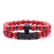 Load image into Gallery viewer, 8mm 2 piece/set Rock Skull Bracelet Homme Tiger Eye Best Friend Bracelet Set Charms Hop Lava Stone Bracelet Men