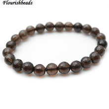 Load image into Gallery viewer, 8mm Matte Natural Smoky Quartz Faceted or Smooth Stone Round Beads Elastic Line Bracelets Fashion Woman Jewelry