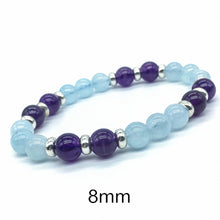 Load image into Gallery viewer, 8mm Natural Aquamarine Bead Bracelet Women 925 Silver Charms Citrine Beads Bracelet Ladies Amethyst Natural Stone Bracelet Femme