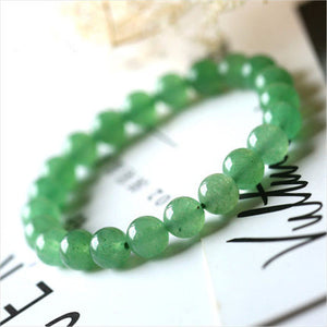8mm Natural Material Energy Stone Green Aventurine Bracelet Round Bead Donglin Jade Bangle Quartz Crystal Jewelry Love Gift