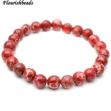 Carica l'immagine nel visualizzatore di Gallery, 8 mm pietra liscia naturale sedimenti marini diaspro perline rotonde linea elastica bracciali gioielli moda donna 