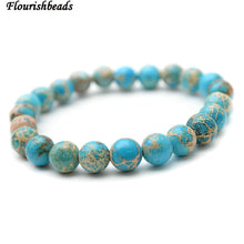 Carica l'immagine nel visualizzatore di Gallery, 8 mm pietra liscia naturale sedimenti marini diaspro perline rotonde linea elastica bracciali gioielli moda donna 