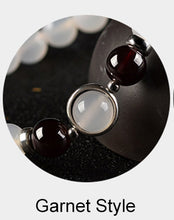 Load image into Gallery viewer, 8mm Natural White Agate Bracelet Aquamarine 925 Silver Crystals Bracelet Strawberry Stone Bracelets For Women Bayan Bileklik