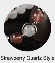 Load image into Gallery viewer, 8mm Natural White Agate Bracelet Aquamarine 925 Silver Crystals Bracelet Strawberry Stone Bracelets For Women Bayan Bileklik