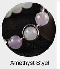 Load image into Gallery viewer, 8mm Natural White Agate Bracelet Aquamarine 925 Silver Crystals Bracelet Strawberry Stone Bracelets For Women Bayan Bileklik