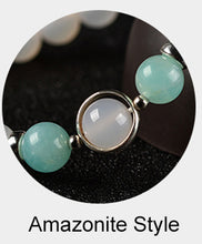 Load image into Gallery viewer, 8mm Natural White Agate Bracelet Aquamarine 925 Silver Crystals Bracelet Strawberry Stone Bracelets For Women Bayan Bileklik