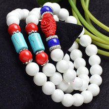 Load image into Gallery viewer, 8mm Natural White Tridacna gemstone beads Tibetan Buddhist Muti-layer Prayer Beads Gourd mala Prayer Bracelet for Meditation