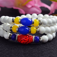 Load image into Gallery viewer, 8mm Natural gemstone beads Tibetan Buddhist Muti-layer Prayer Beads Gourd mala Prayer Bracelet for Meditation
