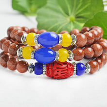 Load image into Gallery viewer, 8mm Natural gemstone beads Tibetan Buddhist Muti-layer Prayer Beads Gourd mala Prayer Bracelet for Meditation