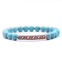 Carica l'immagine nel visualizzatore di Gallery, Bracciale in pietra lavica occhio di tigre da 8 mm con ciondoli perline in zircone set di braccialetti con coppia braccialetto rosso per uomo donna regali per regali X 