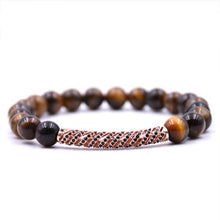 Carica l'immagine nel visualizzatore di Gallery, Bracciale in pietra lavica occhio di tigre da 8 mm con ciondoli perline in zircone set di braccialetti con coppia braccialetto rosso per uomo donna regali per regali X 