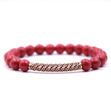 Carica l'immagine nel visualizzatore di Gallery, Bracciale in pietra lavica occhio di tigre da 8 mm con ciondoli perline in zircone set di braccialetti con coppia braccialetto rosso per uomo donna regali per regali X 
