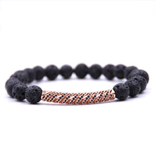Carica l'immagine nel visualizzatore di Gallery, Bracciale in pietra lavica occhio di tigre da 8 mm con ciondoli perline in zircone set di braccialetti con coppia braccialetto rosso per uomo donna regali per regali X 