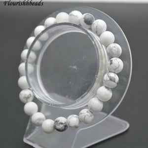 8mm White Howlite Turquoise Stone Round Beads Elastic Line Bracelets Fashion Woman Jewelry