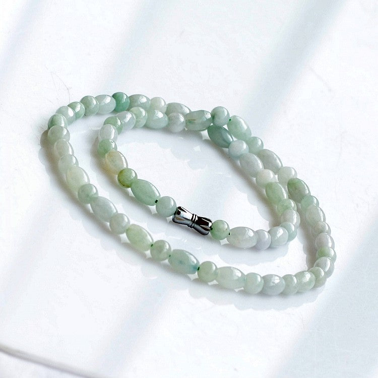8x6mm Natural Burma Jade Beads Necklace Jewelry , Fine Beaded Jewelry Necklace For Women Gift With Certificate Can Drop Shipping